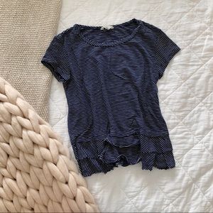 Caslon Peplum Tee in Navy Stripe